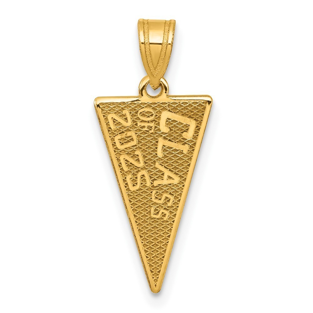 14k Yellow Gold Class Of 2025 Rally Flag / Graduation Necklace Charm Pendant